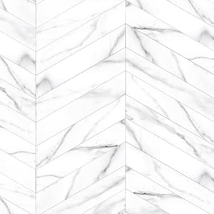 Elegance White Chevron 3.15 in. x 15.75 in. Matte Porcelain Marble look Floor and Wall Tile (10.34 sq. ft./Case)