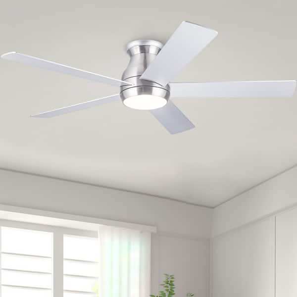 Sevenine Topsky 52 in. Indoor Brushed Nickel Low Profile Standard Ceiling Fan with Light and Dual-Finish Blades