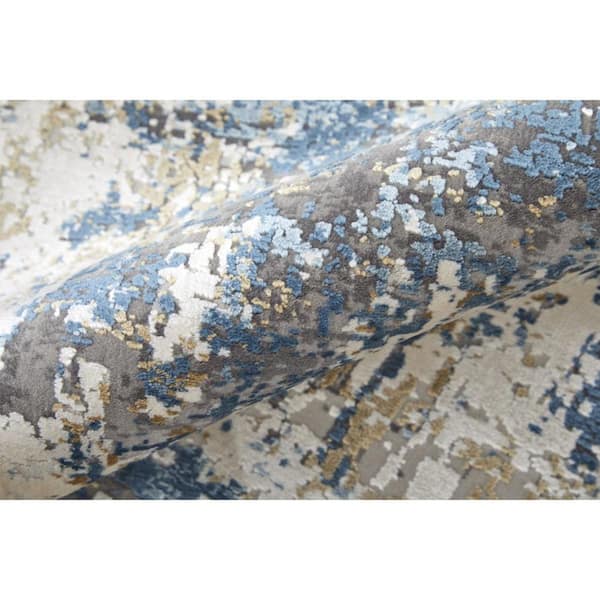 13 ft. x 20 ft. Ivory, Tan, Blue Abstract Area Rug