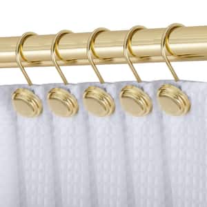 Shower Rings Hooks, Shower Curtain Rings Hooks for Bathroom, Rust Resistant Shower Curtain Hooks Rings, Set of 12, Gold