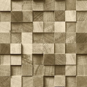 Tevye Gold Wood Geometric Paper Strippable Wallpaper (Covers 56.4 sq. ft.)