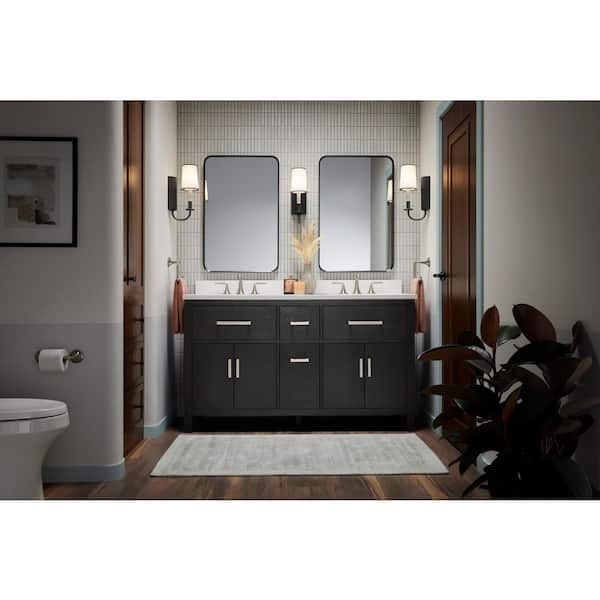 KOHLER Kresla 72.99in. Double Sink Freestanding Carbon Oak Bath Vanity with White Quartz Top Assembled