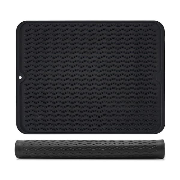 16 in. x 12 in. Food Grade Silicone Dish Drying Mat Non-Slip Heat Resistant Kitchen Sink Drainer Mat Easy Clean
