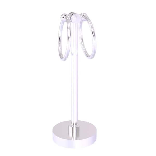 Allied Brass Southbeach Freestanding Vanity Top 2-Towel Ring Guest Holder in Satin Chrome