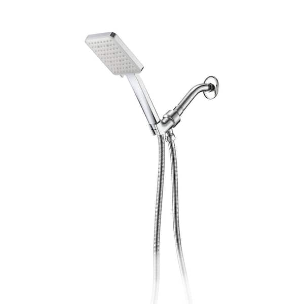 Fapully 6-Spray Wall Mount Handheld Shower Head with Hose, Square Hand Shower 1.8 GPM in Chrome