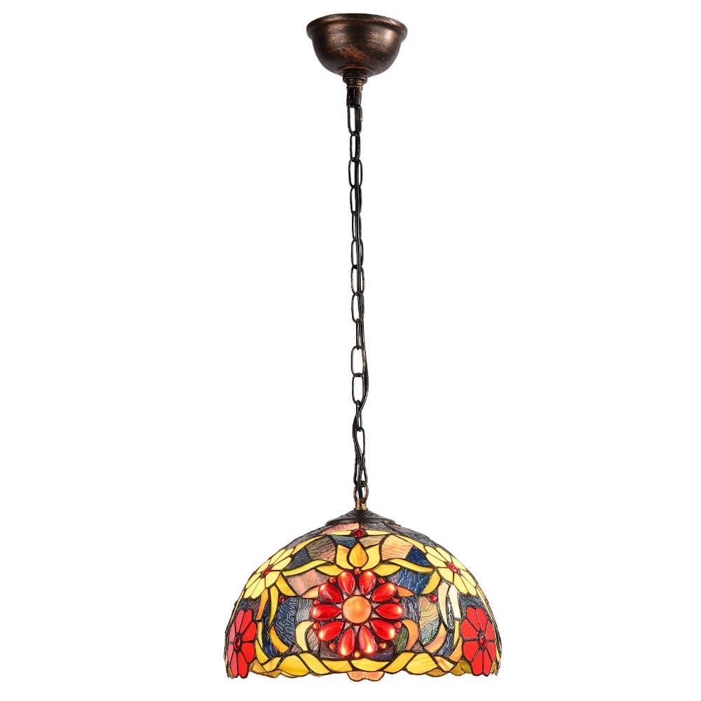 Modern 11.8 in Tiffany Floral Glass Style Hanging Pendant Lighting, Adjustable Plug in Chandelier for Living Room price history on PriceWatchPro