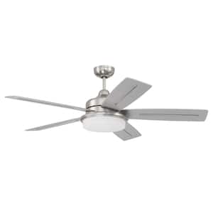 Drew 54 in. Indoor Brushed Polished Nickel Finish Ceiling Fan with Smart Wi-Fi Enabled Remote and Integrated LED Light