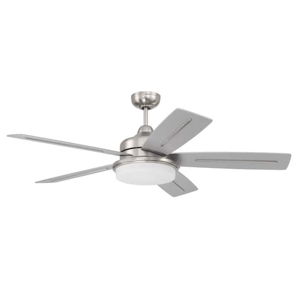 CRAFTMADE Drew 54 in. Indoor Brushed Polished Nickel Finish Ceiling Fan with Smart Wi-Fi Enabled Remote and Integrated LED Light