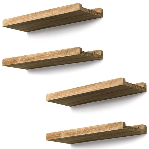 Unbranded 16.5 in. W x 5.9 in. D Brown Floating Shelves, Decorative Wall Shelf, Wood for Bedroom (Set of 4)