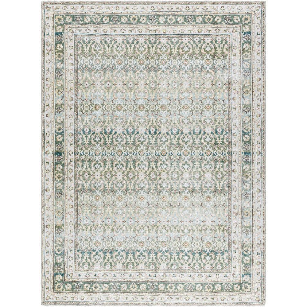 Livabliss Our PNW Home Rainier Green Traditional 8 ft. x 10 ft. Indoor Machine-Washable  Area Rug