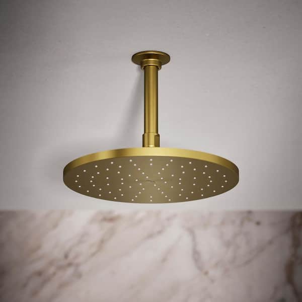 1-Spray Patterns with 2.5 GPM 10 in. Ceiling Mount Fixed Shower Head in Vibrant Brushed Moderne Brass