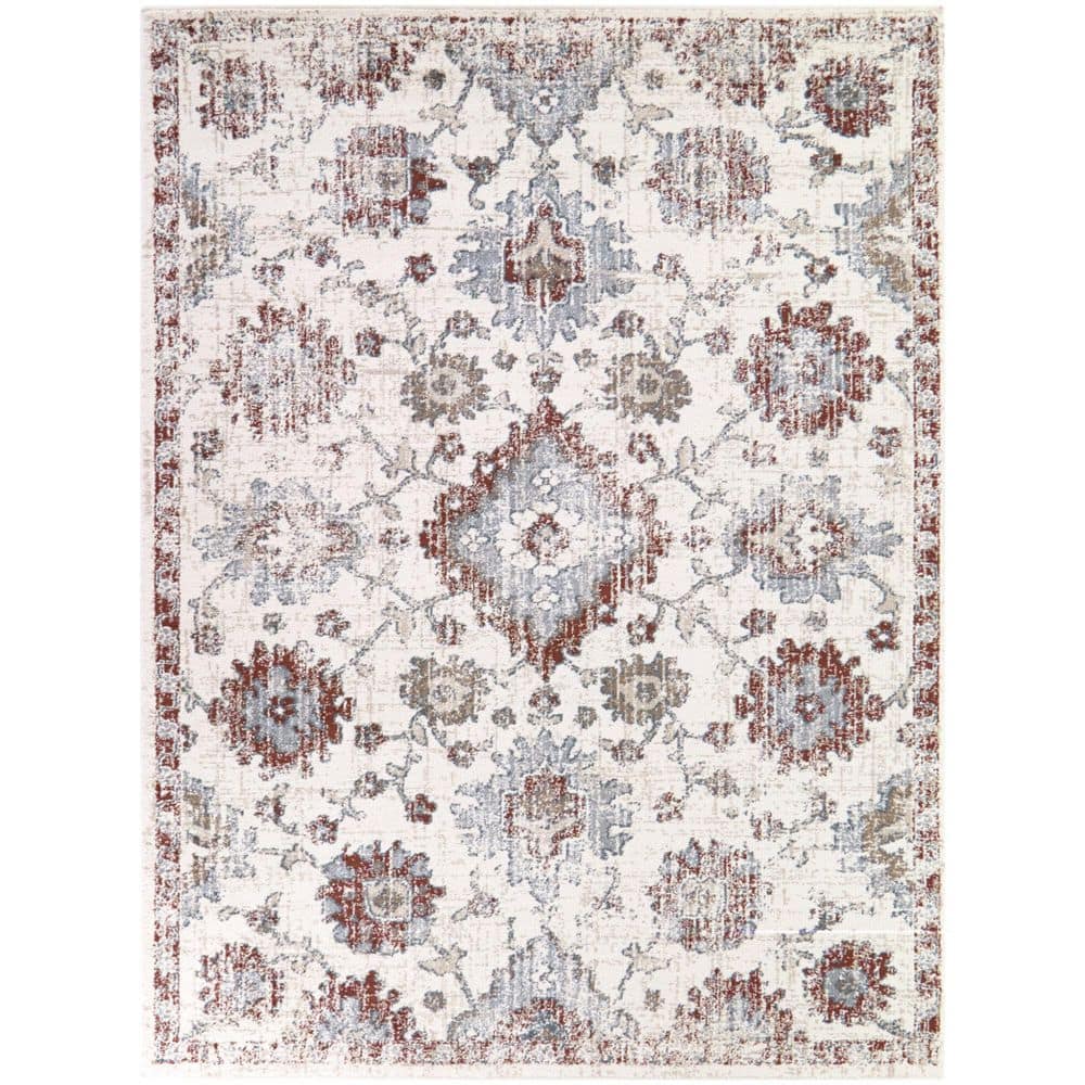 Palacios Rust/Blue 7 ft. 10 in. x 10 ft. Floral Medallion Area Rug price history on PriceWatchPro