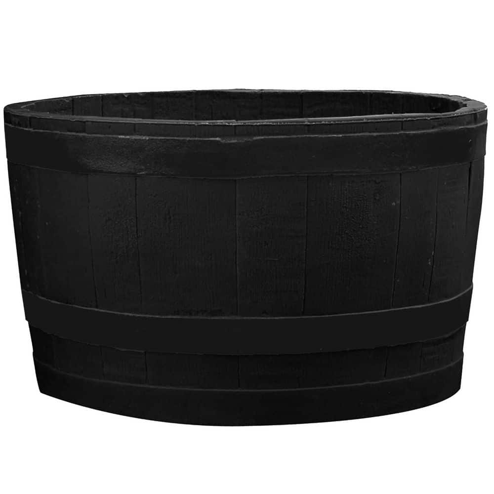Black Polyethylene Whiskey Barrel Planter for Indoor/Outdoor Use