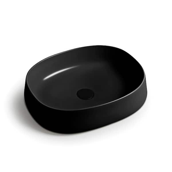 WS Bath Collections Mood JU 50.40 Ceramic Rectangle Vessel Sink in Matte Black