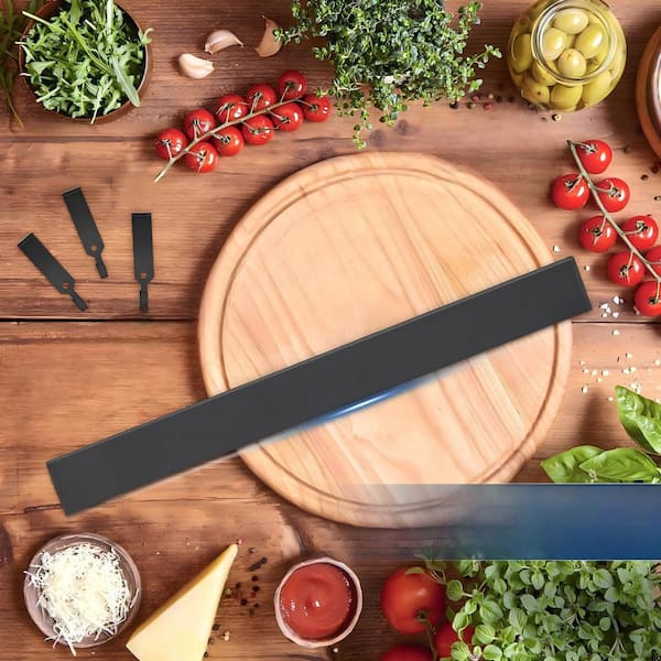 3-Knife 12 in. Stainless Steel Magnetic Knife Bar with Hooks, Powerful Knife Magnet Rack for Knives, Utensils, and Tools