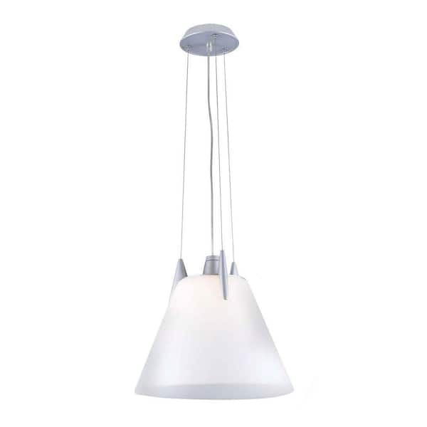 PLC Lighting 1 Light Pendant Aluminum Finish Opal Glass