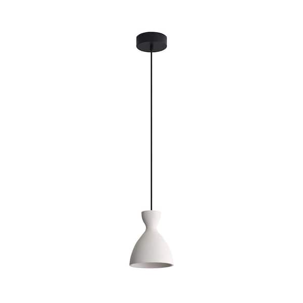 Golden Lighting - Aethera 8-Watt 1 Light White Sandstone Cement Integrated LED Pendant Light with White Sandstone Cement Shade