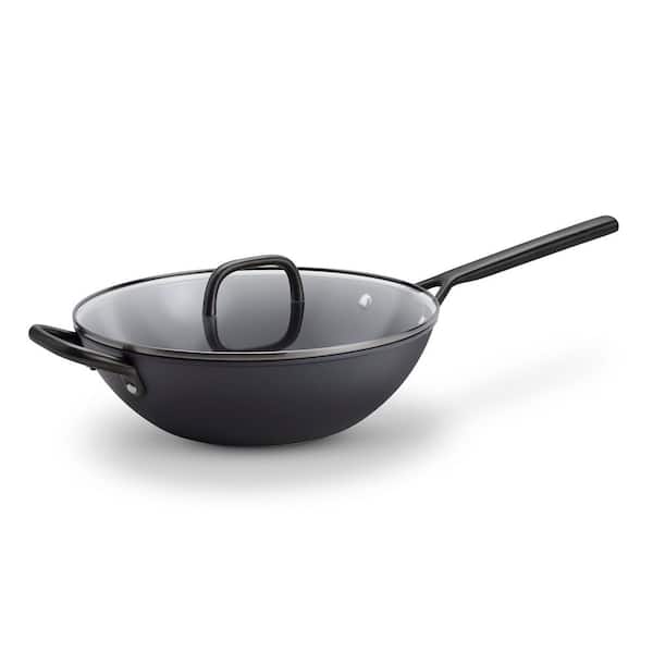Milano 12 in. Aluminum Ceramic Nonstick Wok with Lid, Electric Smooth top, Gas, Induction Compatible