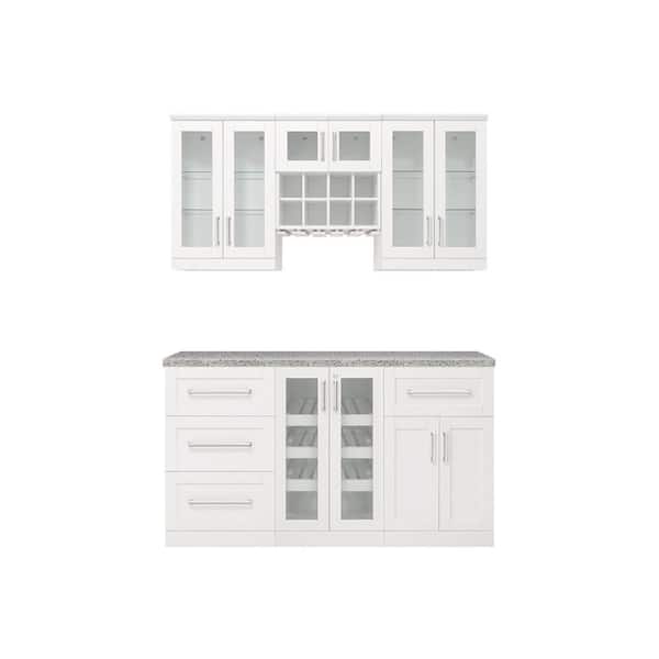 NewAge Products Home Bar White Cabinet Set (7-Piece)