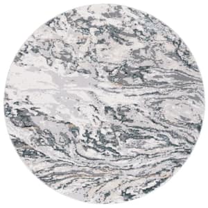 Alenia Gray/Blue 7 ft. x 7 ft. Abstract Marle Round Area Rug