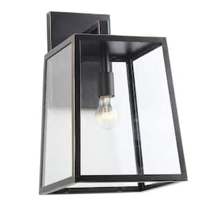 Large Trey 1-Light Imperial Black Outdoor Wall Lantern Sconce