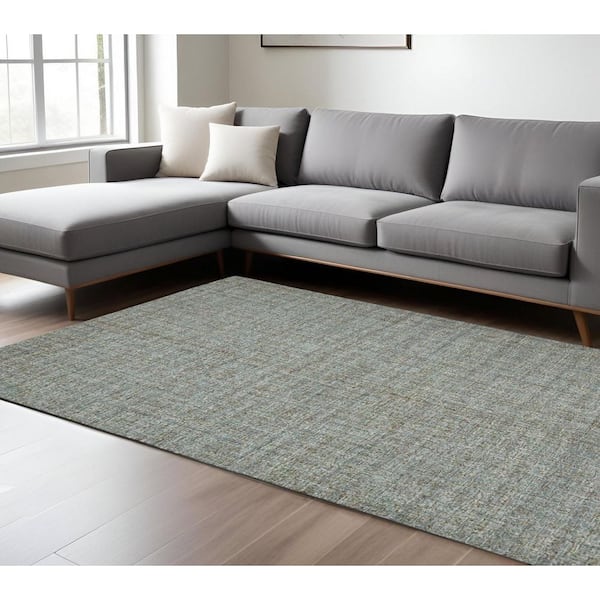 9 ft. x 12 ft. Light Blue And Gray Wool Abstract Hand Tufted Area Rug