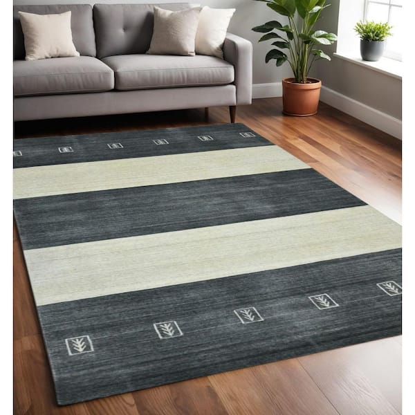 5 ft. x 8 ft. Multi-Colored Wool Striped Hand Woven Area Rug