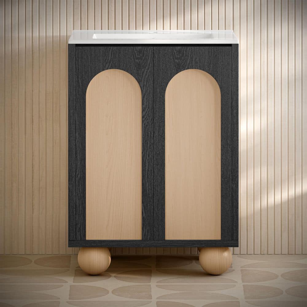 Plaisir II 24 in. Freestanding Bathroom Vanity in Black Oak with White Ceramic Sink Top price history on PriceWatchPro