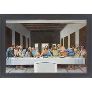 The Last Supper by Leonardo Da Vinci Gallery Black Framed Religious Oil Painting Art Print 28 in. x 40 in.