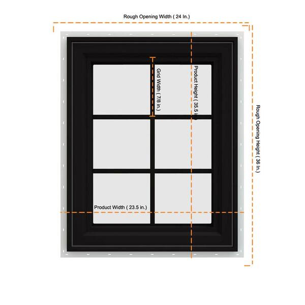 JELD-WEN 24 in. x 36 in. V-4500 Series Black FiniShield Vinyl Left
