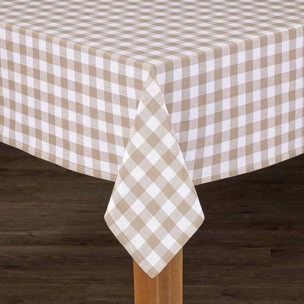 Lintex Buffalo Check 70 In Round Sand 100 Cotton Table Cloth For Any 369124 The Home Depot Round Sand 100 Cotton Table Cloth, Tan Round Tablecloth