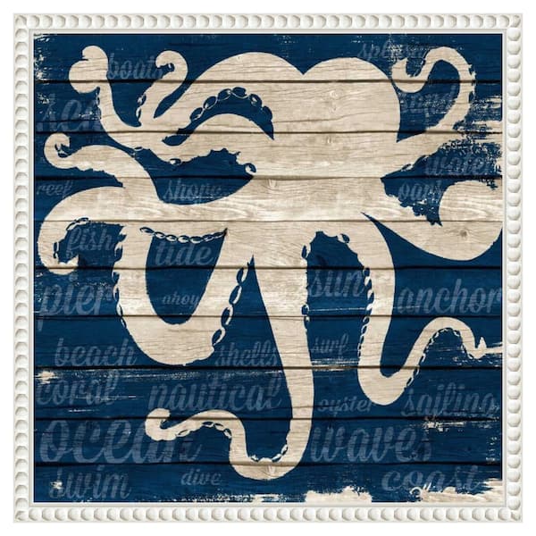 Amanti Art "Coastal Wonder I Octopus" by Gina Ritter 1-Piece Floater Frame Giclee Coastal Canvas Art Print 16 in. x 16 in.