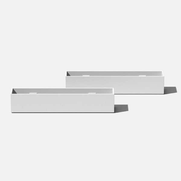 Geo Large White Plastic Tabletop Rectangular Planter and All Weather Resistant (3.5 in. L x 16 in. W x 3 in. H) (2-Pack)
