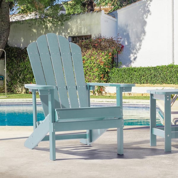 JOYESERY Turquoise HIPS Plastic Weather Resistant Adirondack Chair for Outdoors (1-Pack)