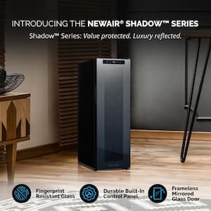Shadowᵀᴹ Series Wine Cooler Refrigerator 12 Bottle, Freestanding Mirrored Wine Fridge with Double-Layer Tempered Glass