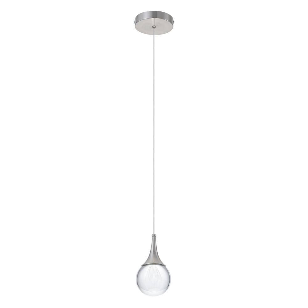 Elara 1-Light Nickel Modern Teardrop LED Pendant Light, Adjustable Hanging Height Glass Shade Light Fixture price history on PriceWatchPro
