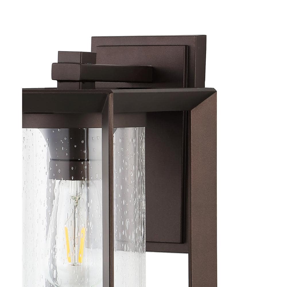 Black Iron and Pulegoso Glass Outdoor Sconce Light Set
