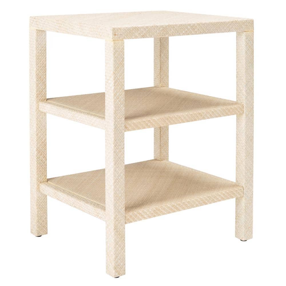 Light Natural Raffia 2-Shelf Accent Table