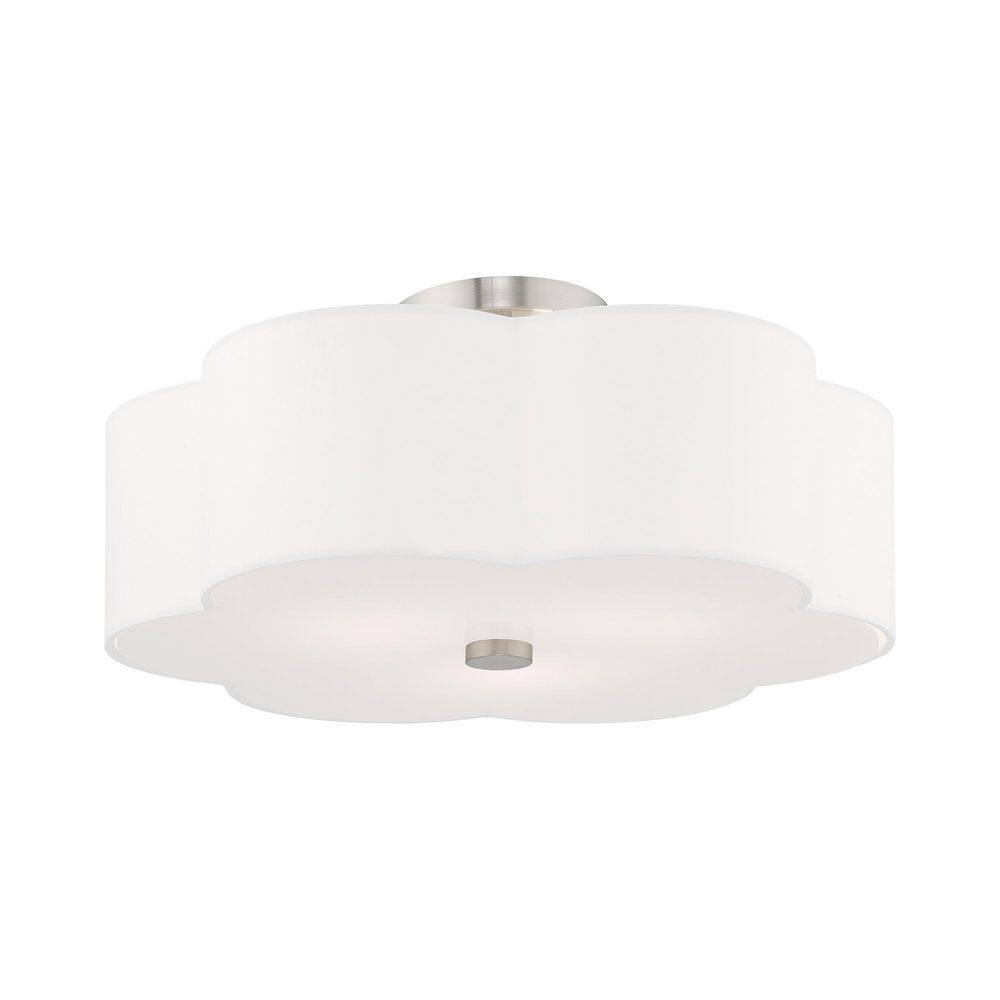 Chelsea Brushed Nickel 3-Light Flush Mount with Fabric Shade