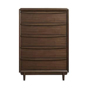 Caddel Walnut 5-Drawer 36 in. W Chest of Drawers