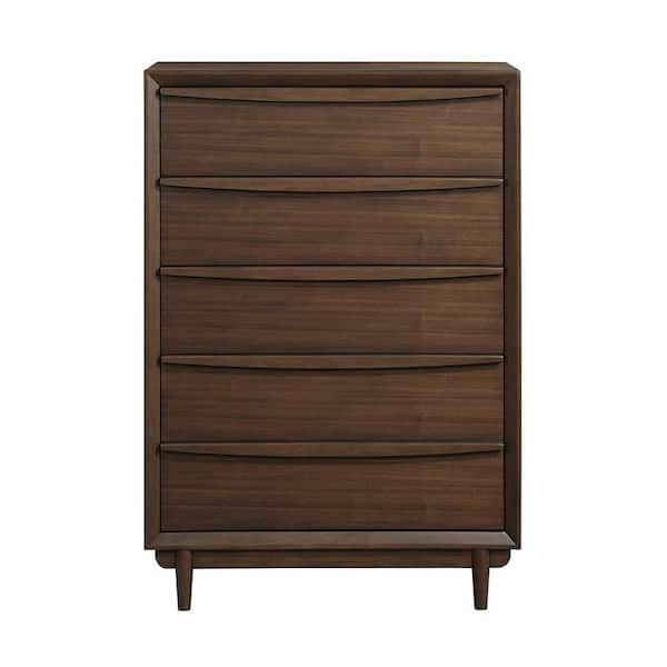 Lazzara Caddel Walnut 5-Drawer 36 in. W Chest of Drawers