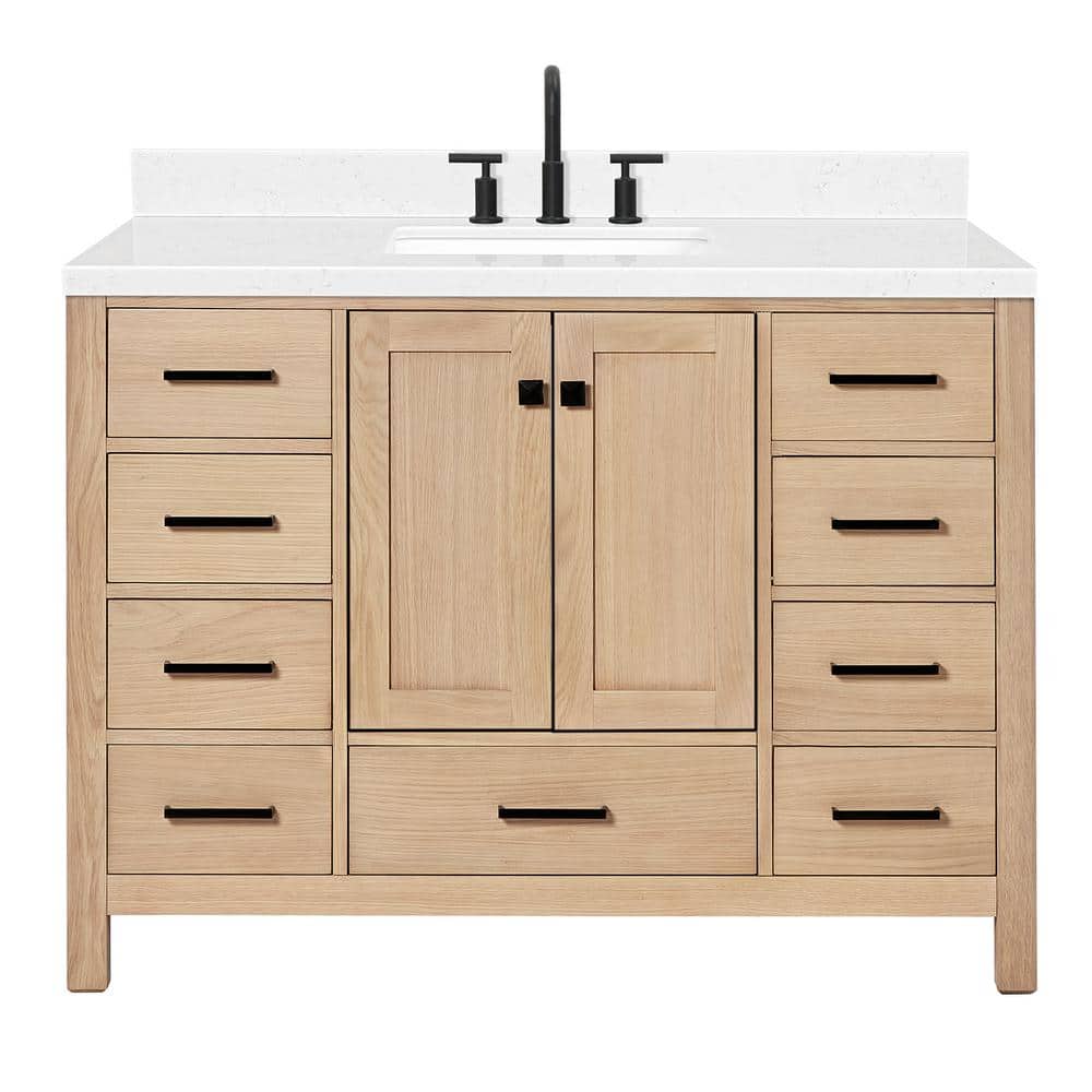Cambridge 48.25" Oak Single Sink Vanity with Quartz Top