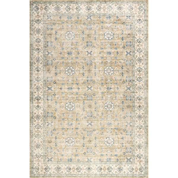 RUGS USA Mariel Wool and Cotton Blue 4 ft. x 6 ft. Indoor/Outdoor Patio Rug