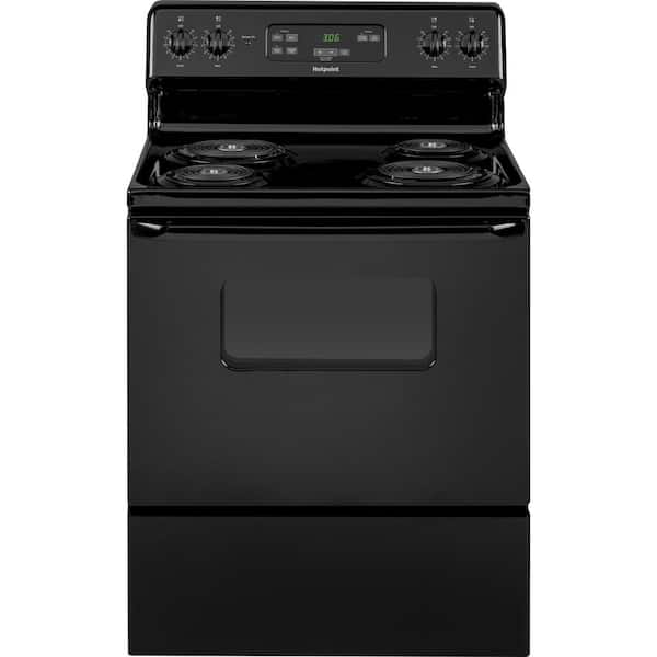 Hotpoint 30 in. 4-Burner Element Free-Standing Electric Range in Black