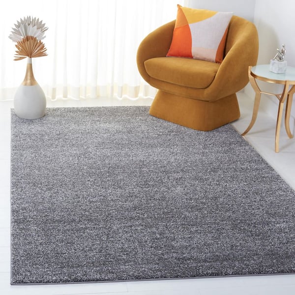 Retro 5 ft. x 8 ft. Gray/Ivory Solid Area Rug
