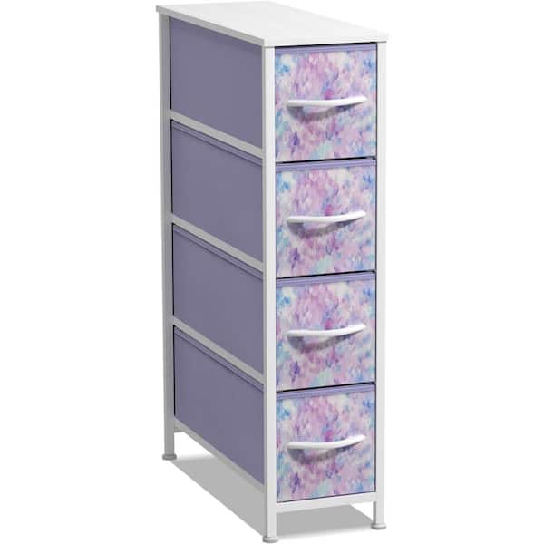 Purple Tie-Dye 4-Drawer 19 in. W Dresser without Mirror