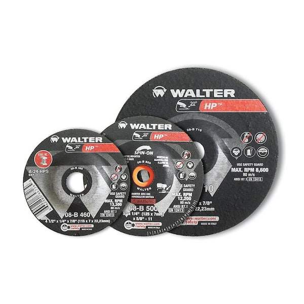WALTER SURFACE TECHNOLOGIES HP 7 in. x 7/8 in. Arbor x 1/4 in. T27 A-24-HPS Grinding Wheel (25-Pack)
