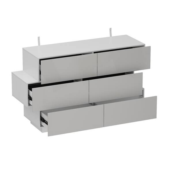 FUFU&GAGA 15.7 in. D x 30.7 in. H High Gloss White Wood 6