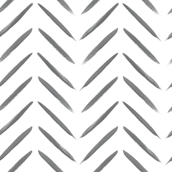 HOLDEN Chevron Brush Marks Black and White Non-Pasted Wallpaper (Covers 56 sq. ft.)