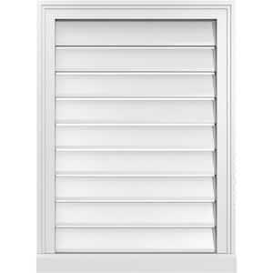 22 in. x 30 in. Vertical Surface Mount PVC Gable Vent: Functional with Brickmould Sill Frame